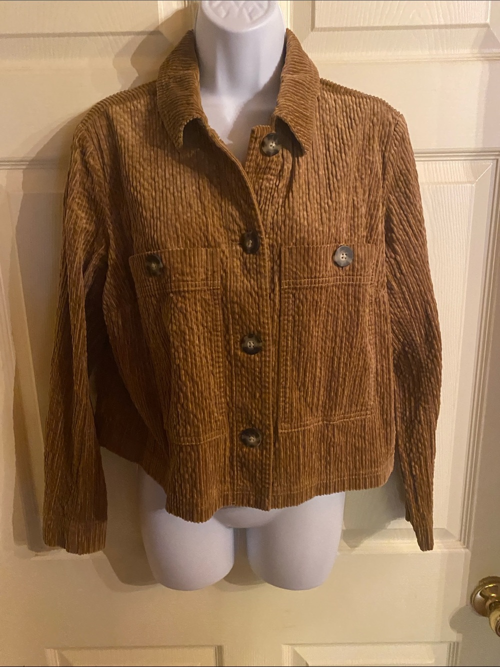 J. Jill Corduroy Button-Up Jacket in Caramel Brown